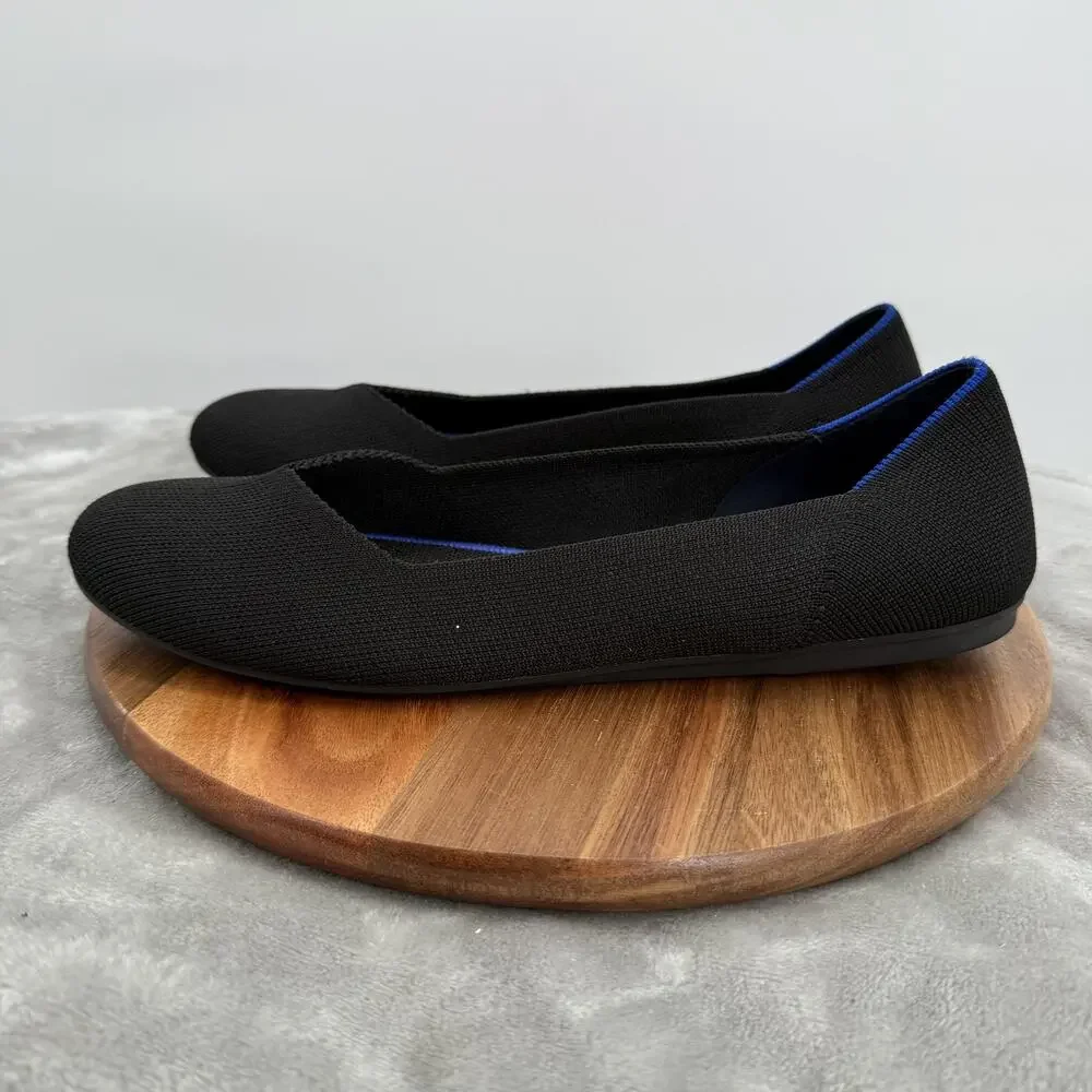 Rothy's The Flat Shoes Womens Size 10.5 Black Blue Washable Pointed‎ Ballet Eco